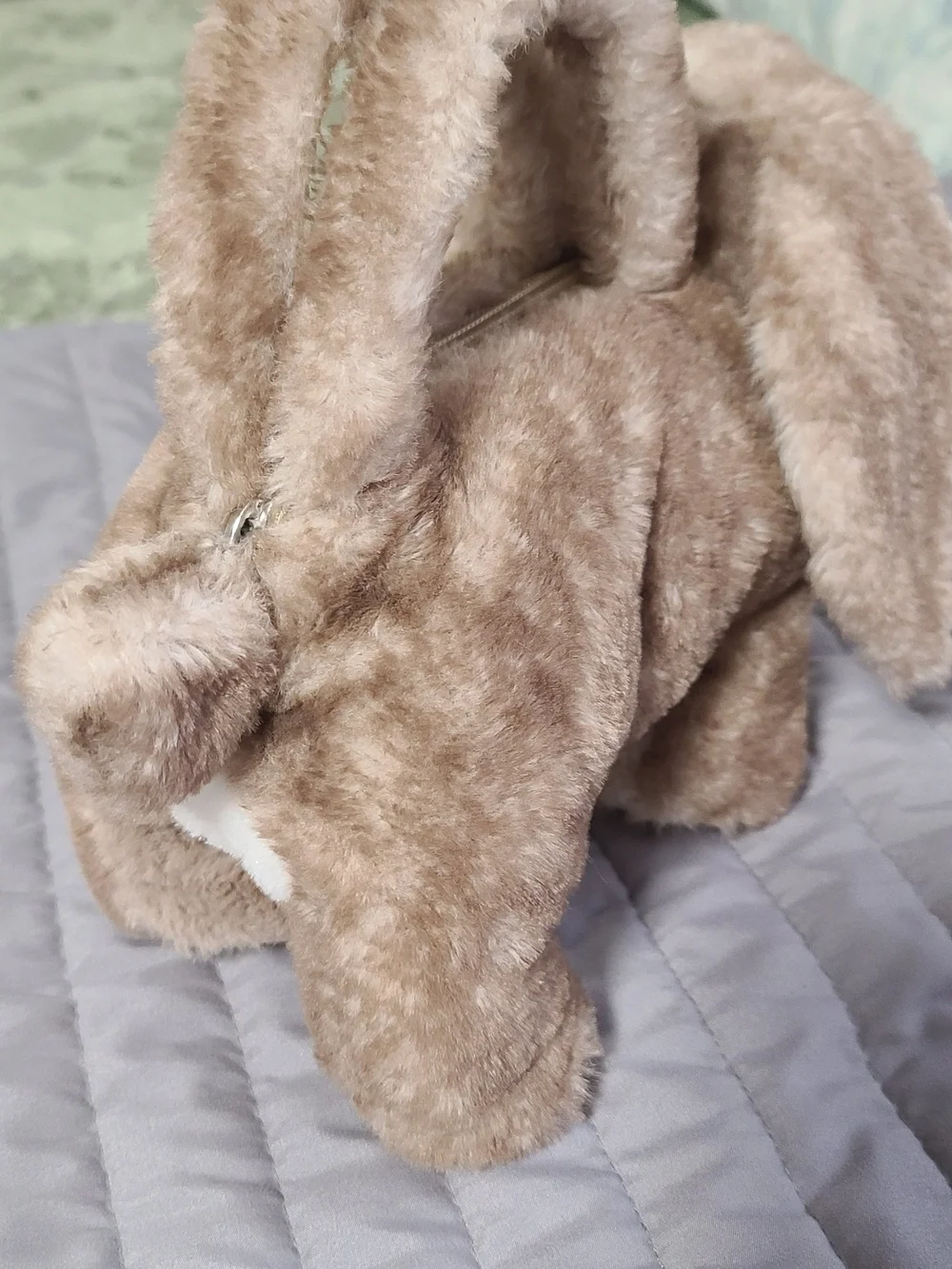 Plush Bunny-Eared Kids Handbag in Light Brown